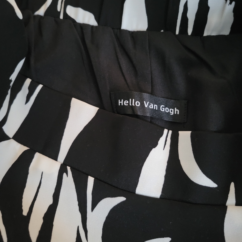 Hello Van Gogh Black and White Maxi A-Line Midi Skirt Midi - Picture 7 of 8